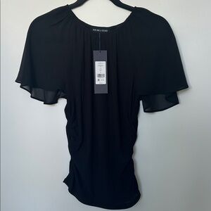 NWT Veronica Beard Arisa Mixed Media Top in black